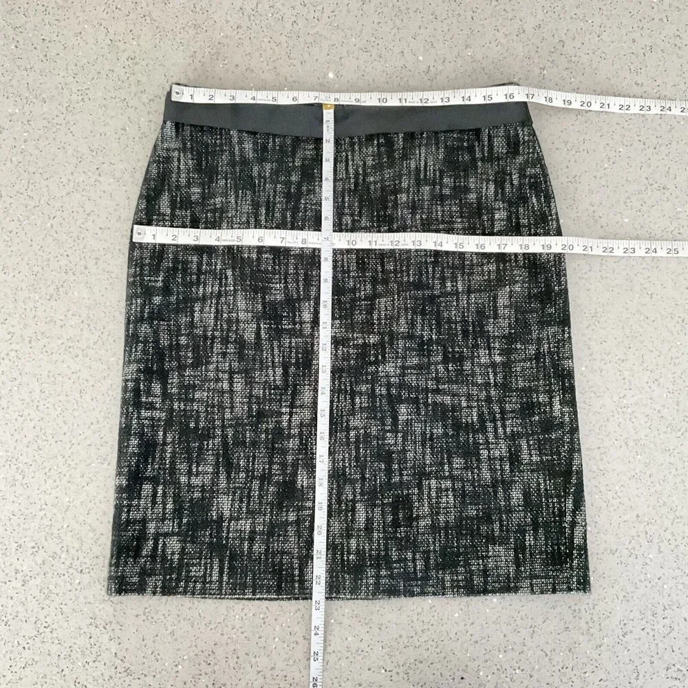Tweed Linen Blend Talbots Skirt Black Belted Carer Workwear 12